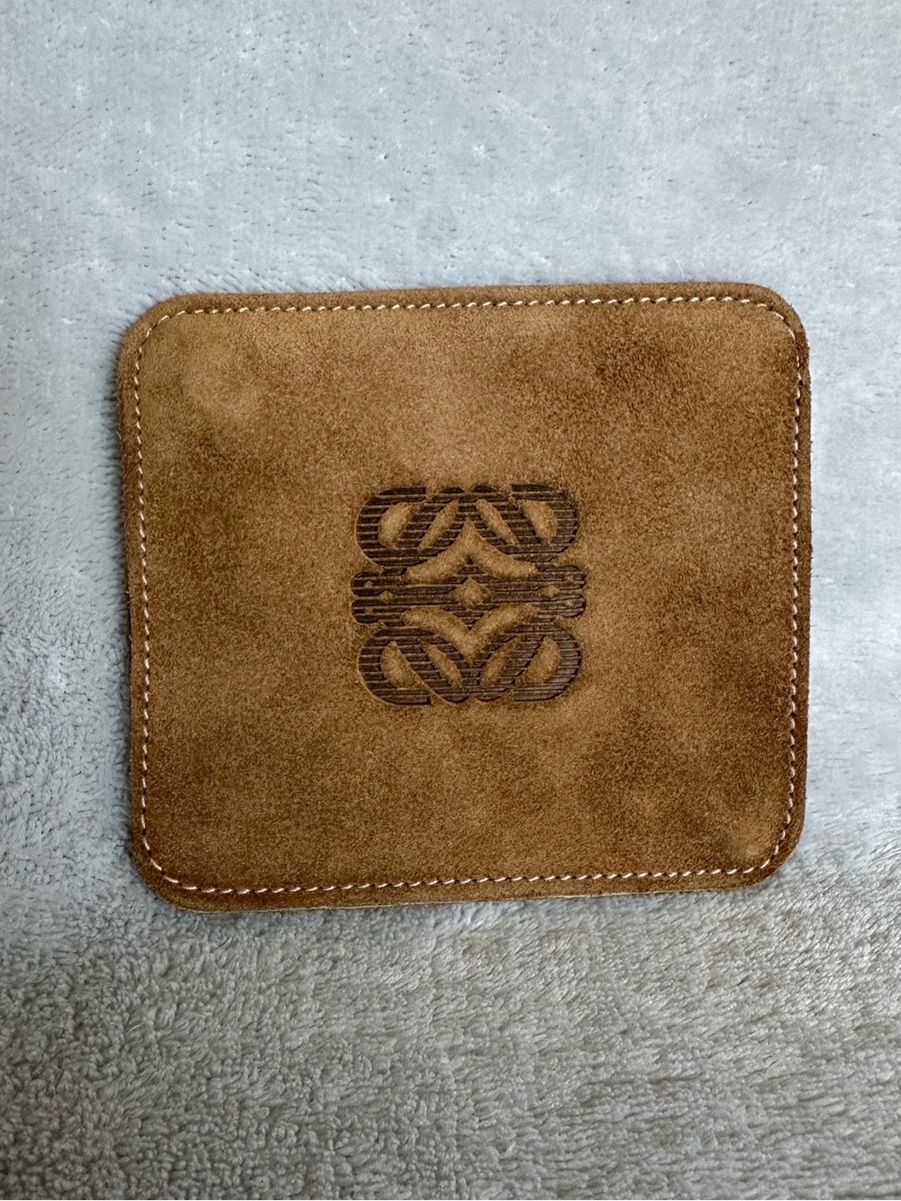 LOEWE Suede Anagram Zip Coin Pouch AirPods Case Brown Made in Spain